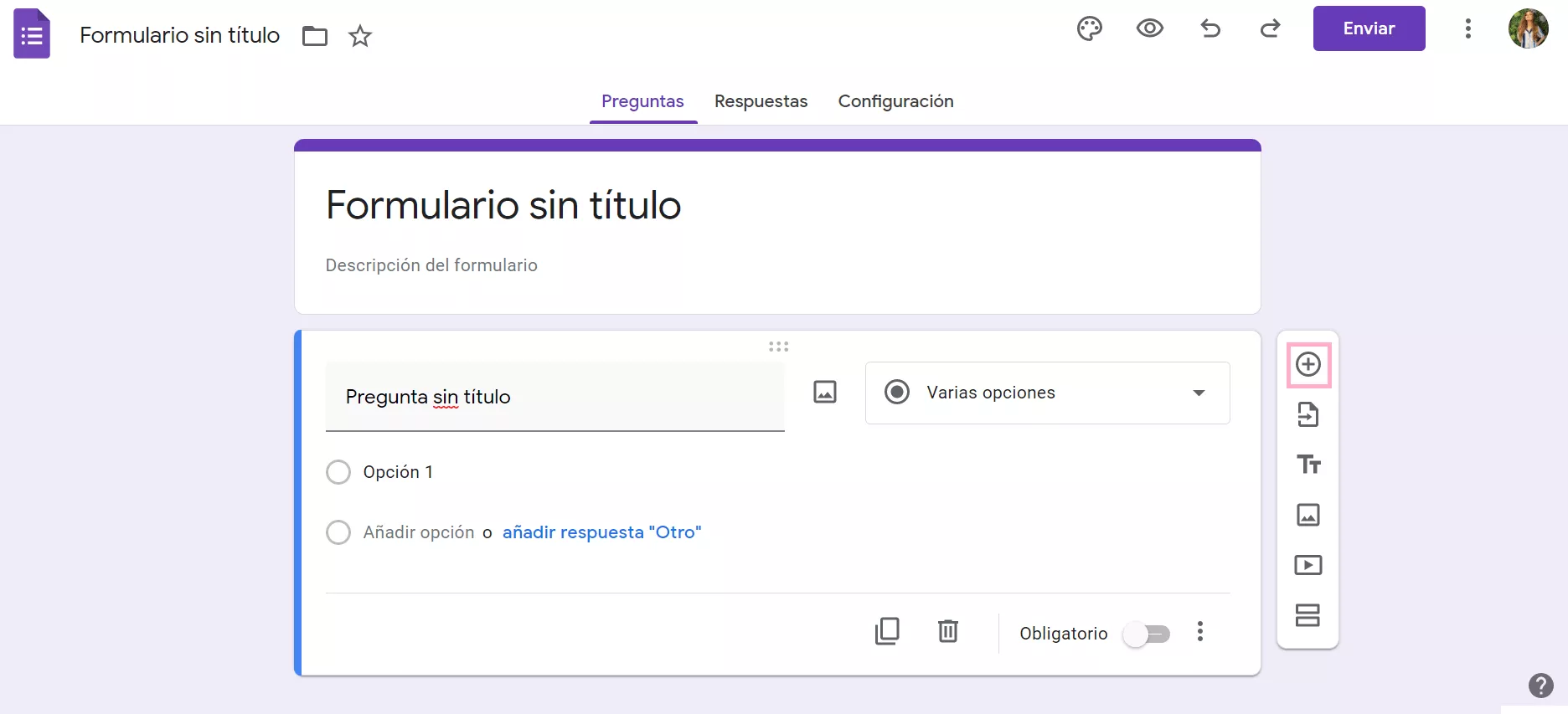 Agregar preguntas con Google Forms