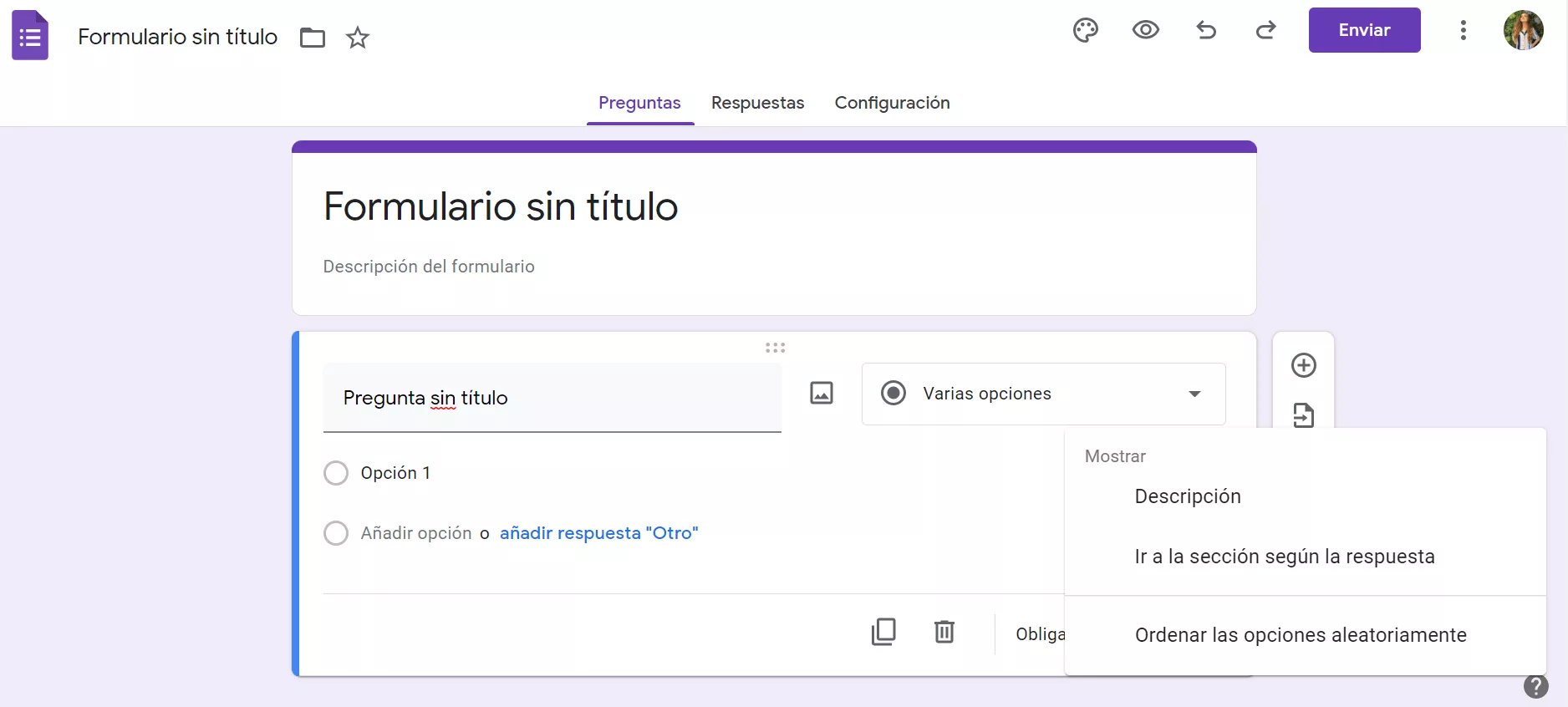 Personalizar preguntas con Google Formularios