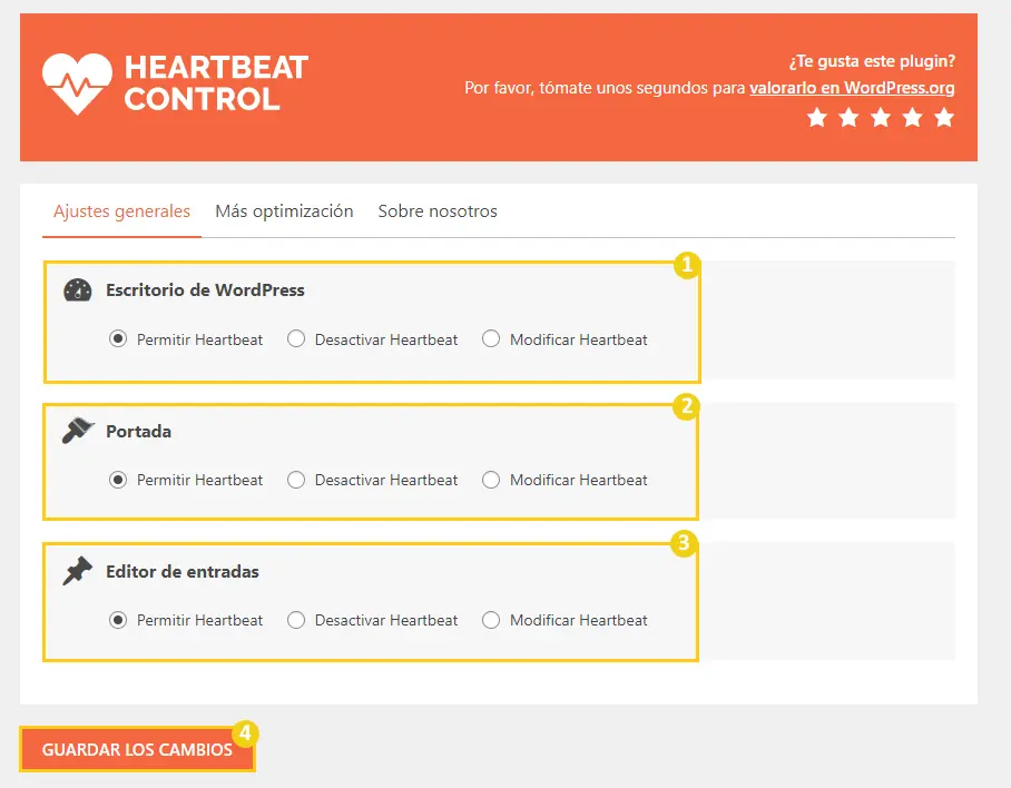 configuraciones del heartbeat control