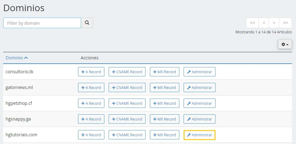 Dominios administrar cpanel