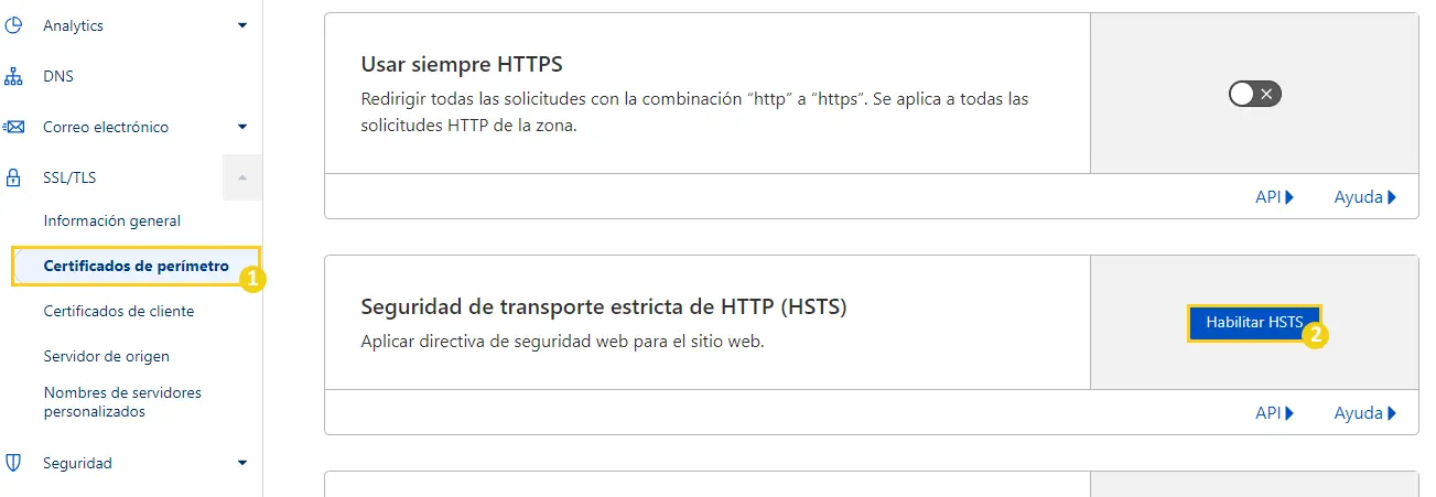 HSTS configurar cloudflare en tu sitio web