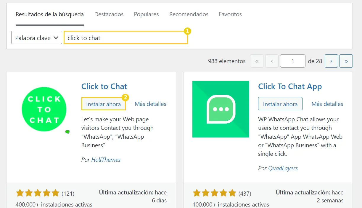 Click to chat plugin instalar