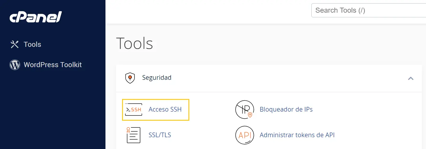 acceso ssh cpanel