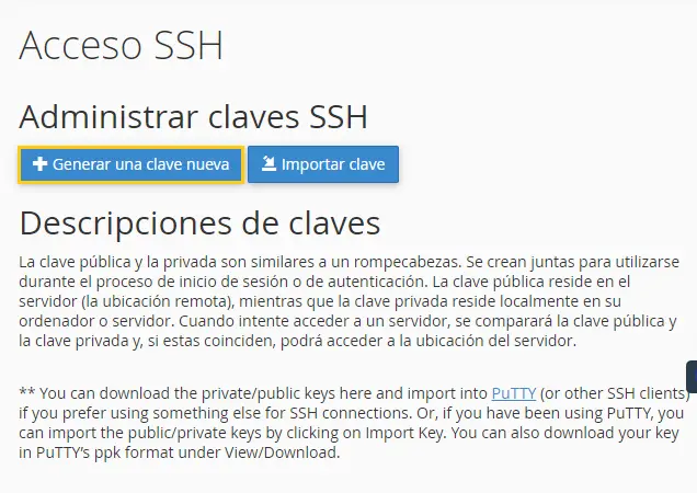 generar clave ssh