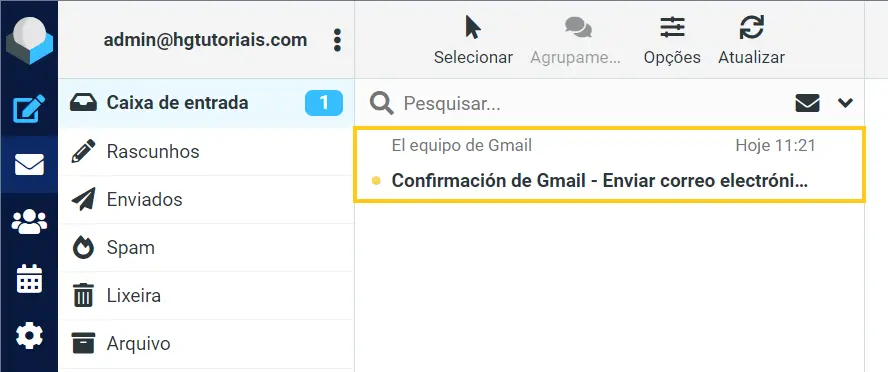 Confirmación de Gmail Webmail cPanel