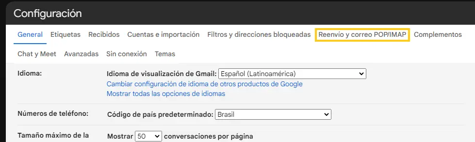 Reenvío y correo POP/IMAP Gmail