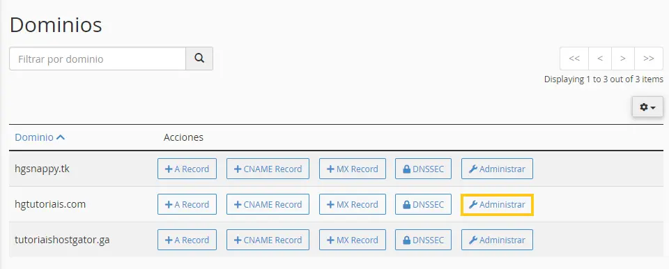 Administrar zona DNS cPanel