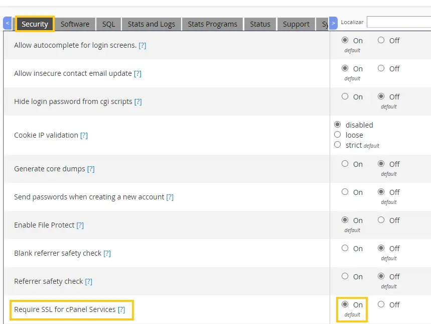 Require SSL for cPanel Services