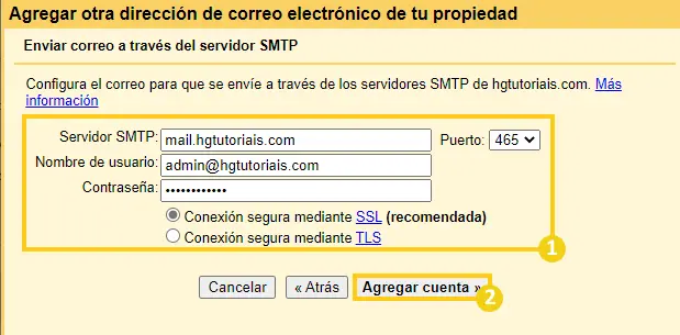 Servidor smtp cpanel gmail