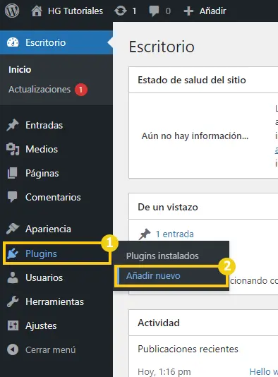 plugins > añadir nuevo WordPress