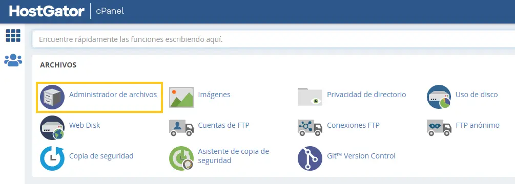 administrador de archivos cpanel