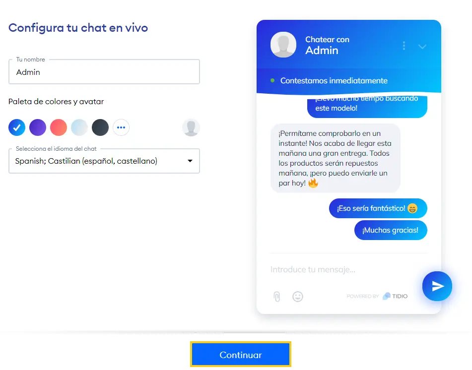 configura tu chat en vivo