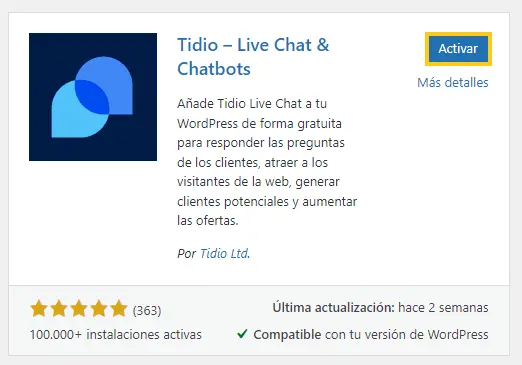 activar plugin tidio