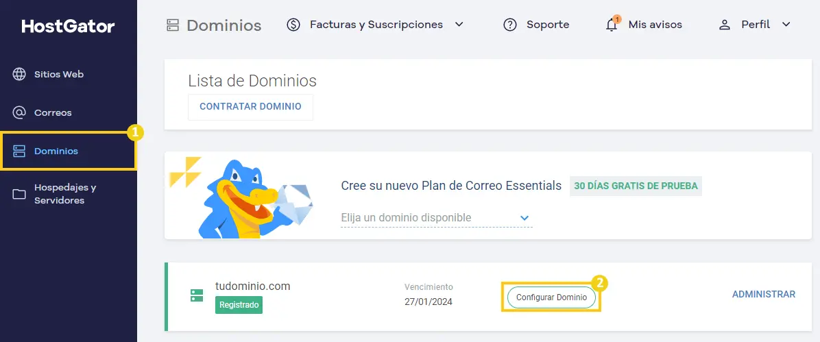 Configurar dominio DNS