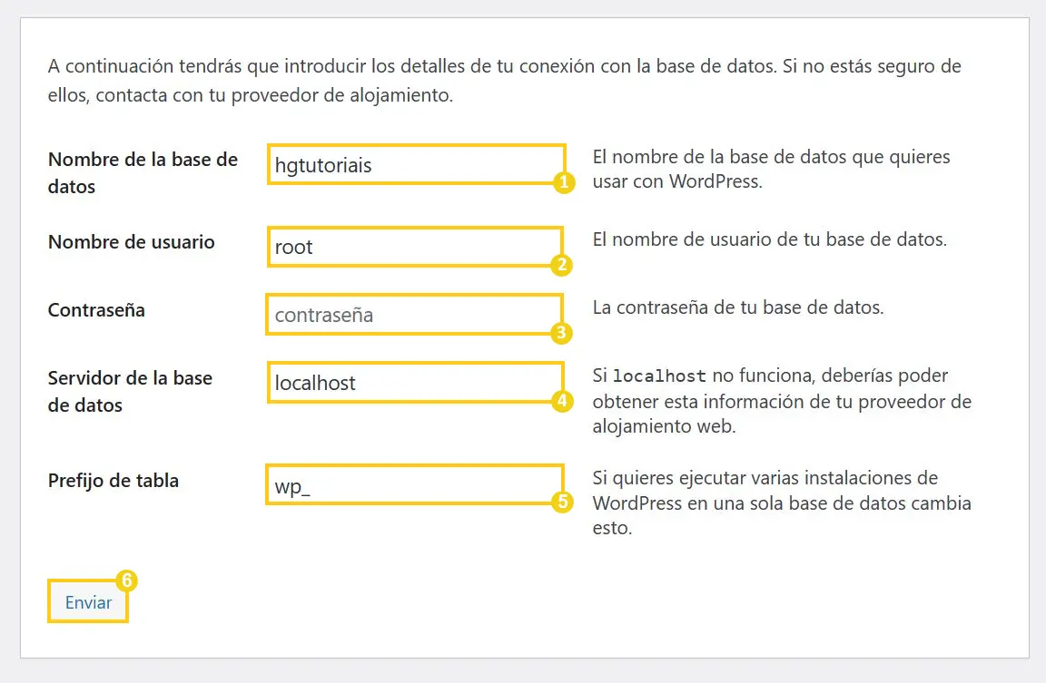 Configuracion del wordpress