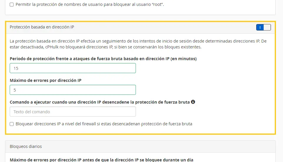 Protección basada en dirección IP