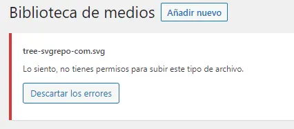 error Sin permiso para enviar ese tipo de archivo