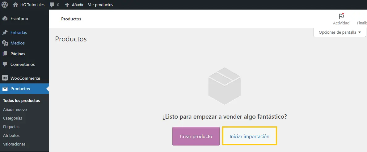 iniciar importacion WooCommerce