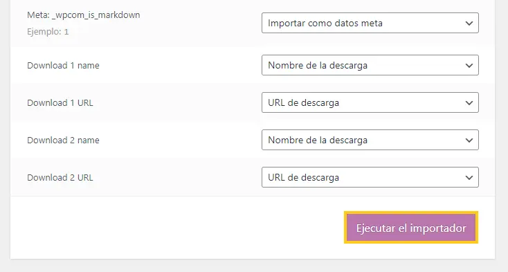 Ejecutar el importador WooCommerce