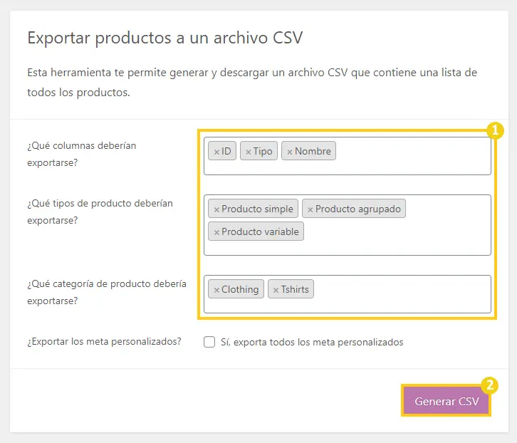 export csv file