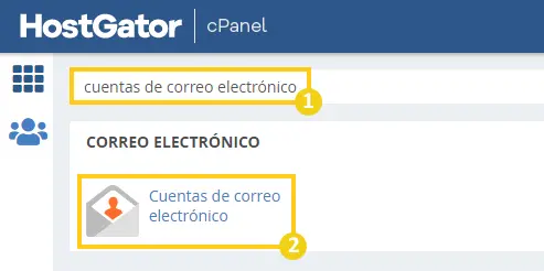 cPanel > Cuentas de correo electrónico