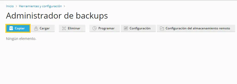 Administrador de copias de seguridad > Copiar