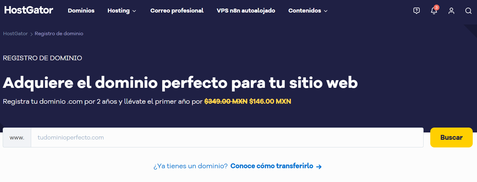 búsqueda el nombre del dominio